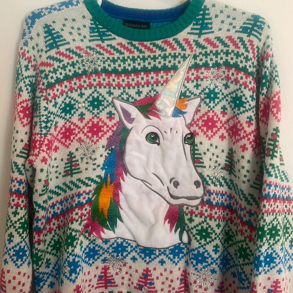 Best Ugly Christmas Sweater ever! Unicorn with jewels